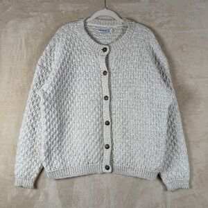 Galyans Womens XL Textured Knit Button Front Cardigan Sweater Oatmeal Beige